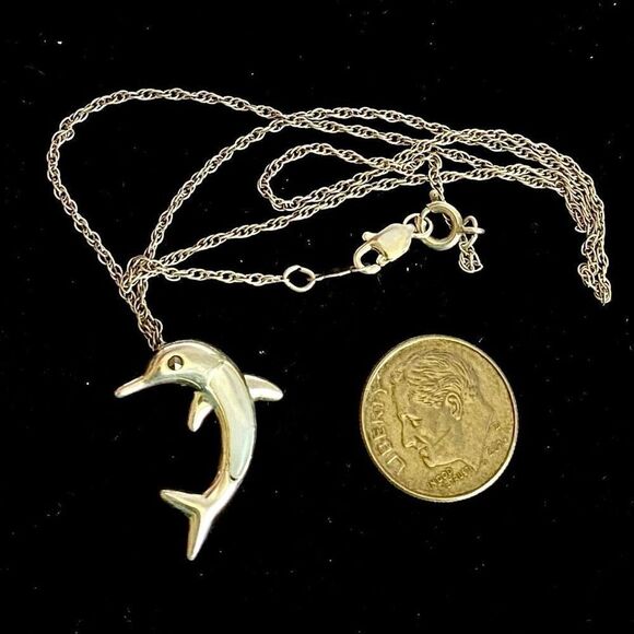 APP Sterling Silver Dolphin Necklace - Picture 8 of 9